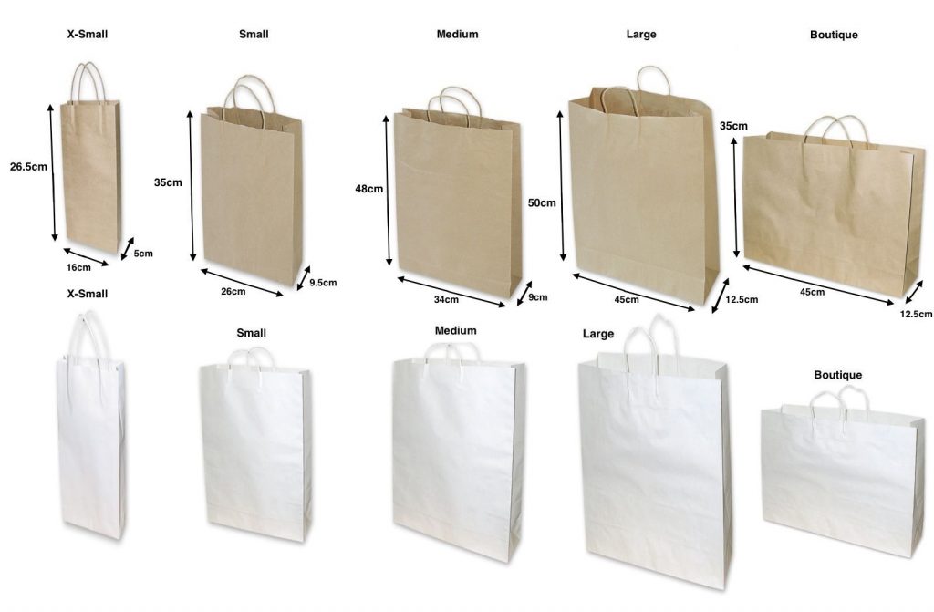 In túi giấy và kích thước túi giấy phổ biến hiện nay